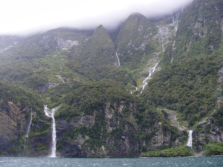 Naujoji Zelandija, krioklys, kalnai, kraštovaizdžio, dykumoje, peizažas, natūralus