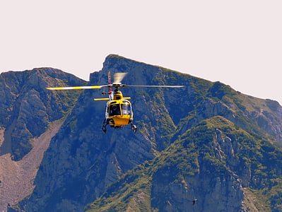 helikopter, letjeti, za hitne slučajeve, planine, nebo