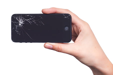 Poma, iPhone, exhibició, danys, trencat, pantalla, pantalla tàctil