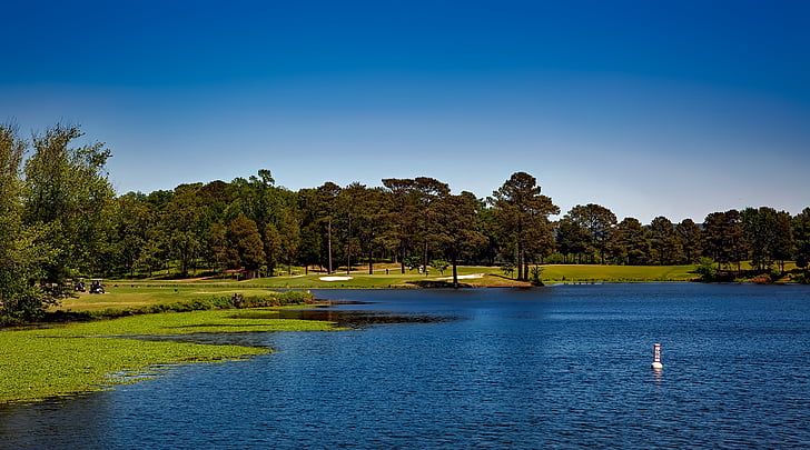 Goose pond colony park, Scottsboro, Alabama, Panorama, offentliga, dammen, sjön
