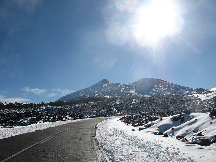 Sân bay Tenerife, núi taide, Quần đảo Canary, núi, tuyết, Thiên nhiên, mùa đông