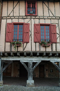 Prancis, Mirepoix, rumah-rumah kayu, Arcade, selatan Perancis