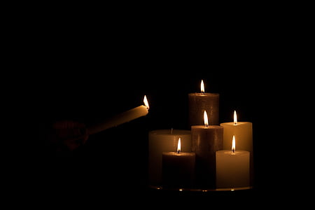 svíčky, svíčka, horká, teplo, útulné, osamělý, oheň