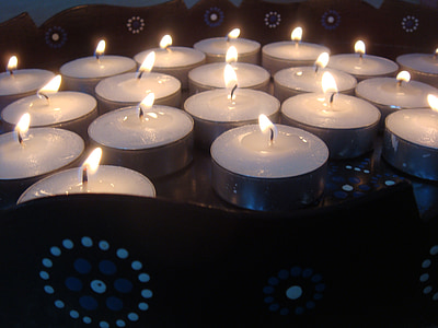 candles, candle, tray, light, dark, evening, lights