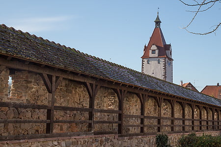 vieille ville, Moyen-Age, mur de la ville, poutrelle, Gengenbach