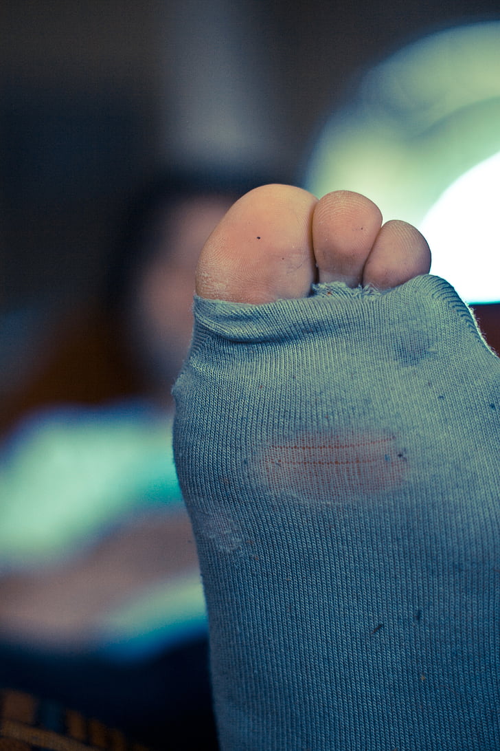 huller, sokker, tæer, Sok, tå, foden, toenail