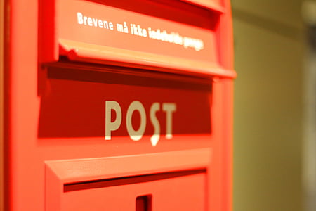stanowisko, skrzynki pocztowej, Dania, czerwony, stary