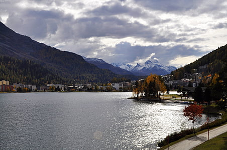St moritz Švajčiarsko, Švajčiarsko, Krásne jazero