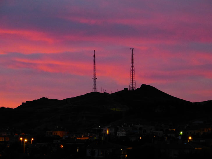 sunrise, morgenstimmung, skies, sky, clouds, purple, red