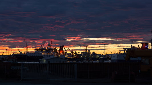 reykjavik, sunset, evening, sky, clouds, evening sky, silhouette