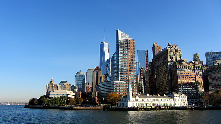 NYC, Manhattan, Centre ville, é.-u., New york city, horizon urbain, gratte-ciel