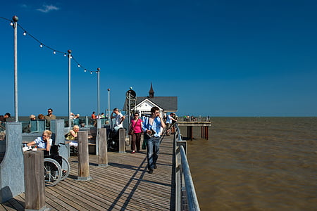 Pier, Southwold, Severní moře, pobřeží, Suffolk, Velká Británie, Sunshine
