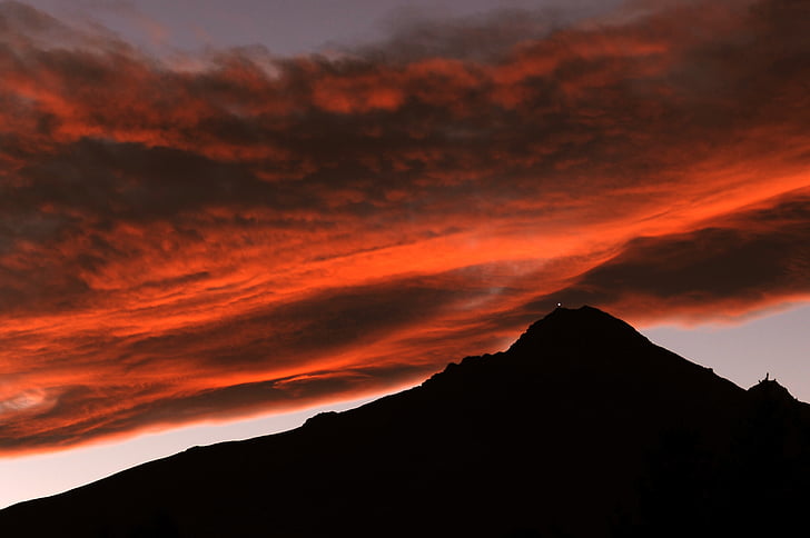 mount mucrone, mountain, sunset, cloud, sky, upstream, sun