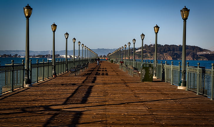 San francisco, California, City, kaupunkien, Pier, lyhtypylväs, aamu