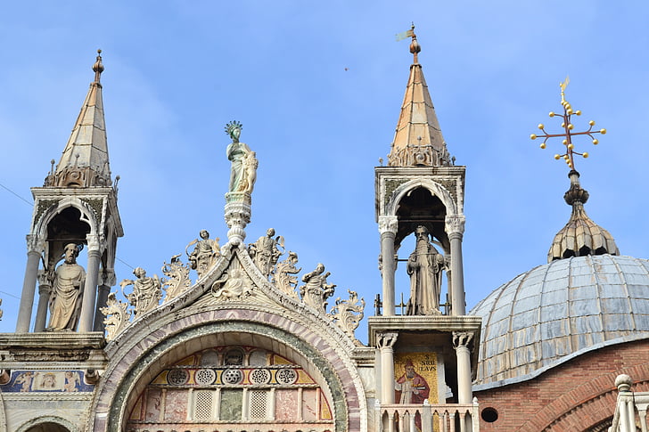 Doge paleis, Venetië, Italië, Paleis, Venetiaanse, beeldhouwkunst, standbeeld