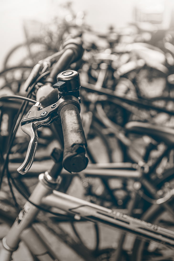 bicycles, wheels, gear, black, white, black and white, travel