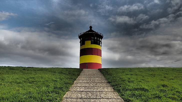 Ida-Friisimaa, loodus, Põhjamere, rannikul, Holiday, meeleolu, Lighthouse
