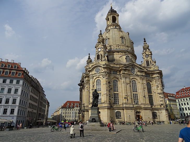 Drážďany, Frauenkirche, Terrassenufer, Altstadt, Německo, Historie, stará budova