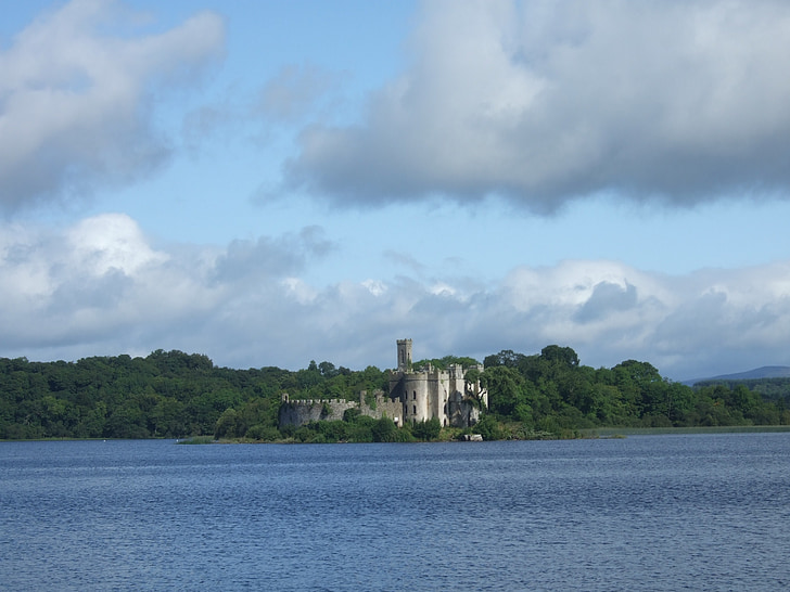 ireland, castle, haus am see, landscape, holiday, clouds, nature