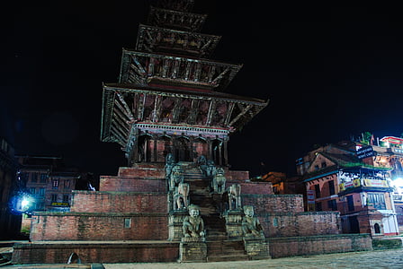 šventykla, Induizmas, naktį, Nepalas