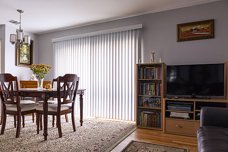 vertical blinds, sliding door, blinds, window treatment, home, interior, house