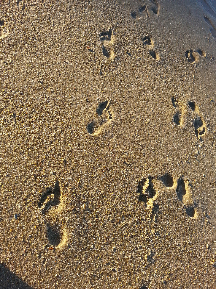 zand, voetafdrukken, Mar, strand