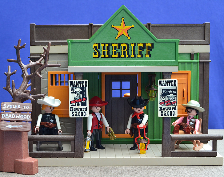 Playmobil, Lääne, Ameerika Ühendriigid, Sheriff, Cowboys, mänguasjad, arvud