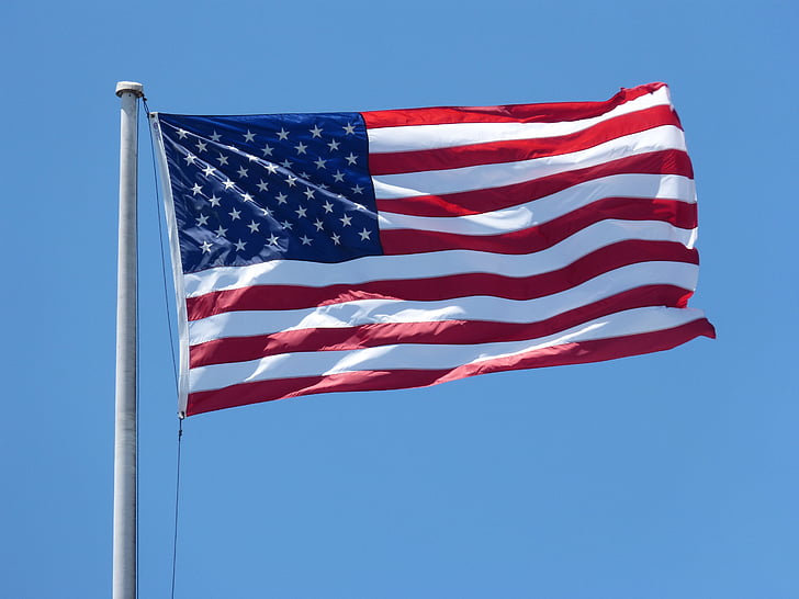 американски флаг, веещо се знаме, 4., патриотичен, САЩ, американското знаме къдрене