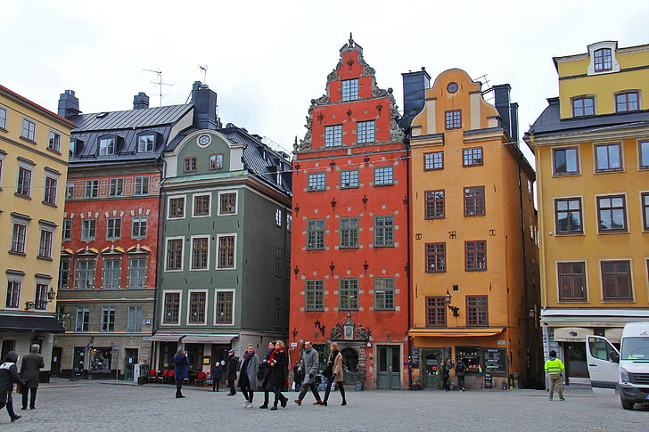 Gamla stan, oude stad, stad, mooie, authentiek, traditionele, Stockholm