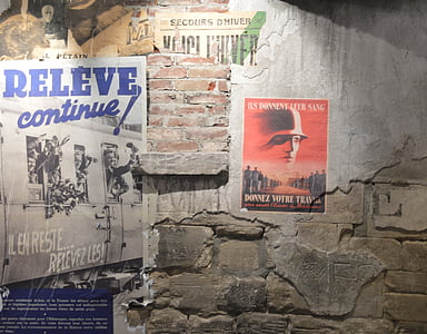 parete, guerra, seconda guerra mondiale, poster, propaganda, ex, vecchio