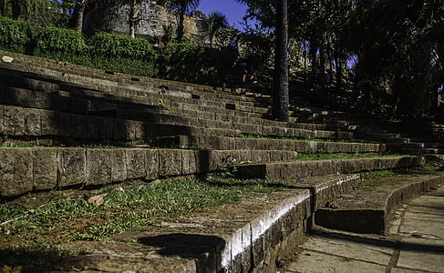 amfiteatre, passos, escales, a l'exterior, pedra, mobles, arquitectura