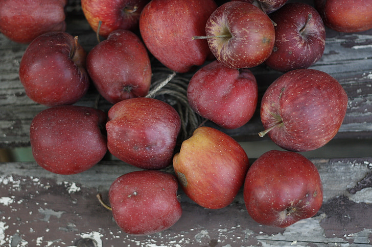 jablká, jeseň, ovocie, zdravé, červená, organické, úroda