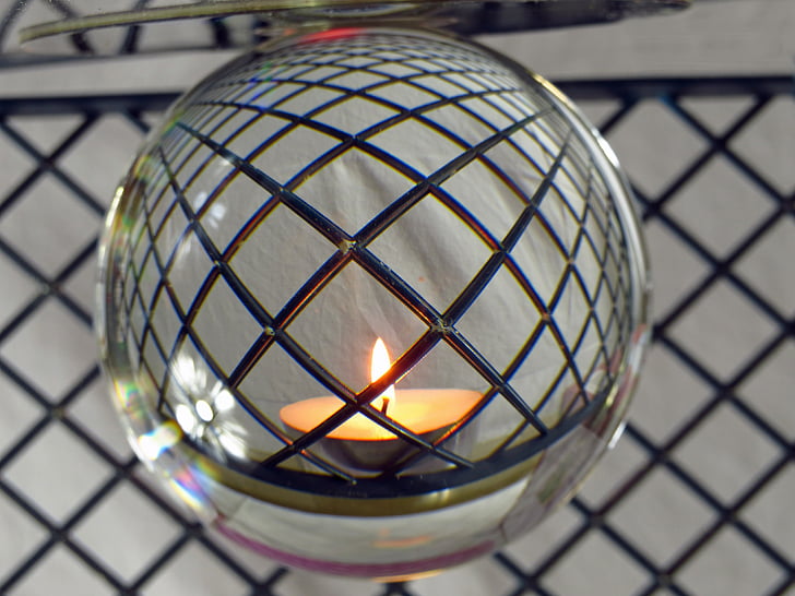топка, светлина, за, стъклена топка, прозрачен, светлини, телена мрежа