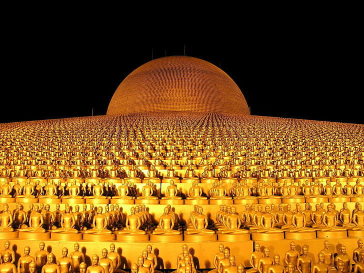 Dhammakaya, Pagoda, juta, emas, pemerintah, kelompok besar orang, kubah