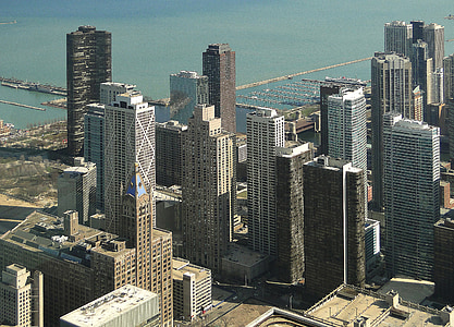 Чикаго, голям град, в центъра на, офис сграда, трафик, Илинойс, небостъргач