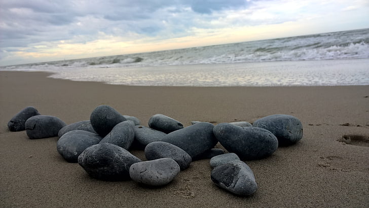 basalt, stones, beach, rocks, sea, shore, ocean