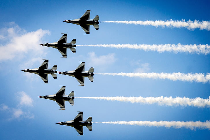 Mostra d'aire, Thunderbirds, formació, militar, força aèria, EUA, aeronaus