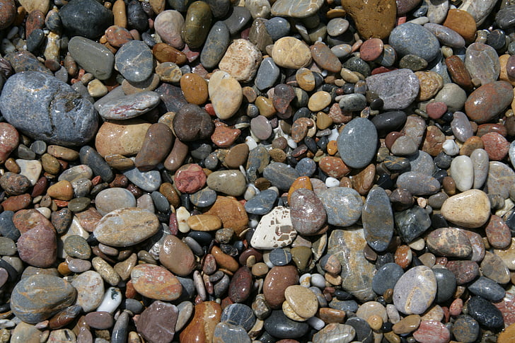 pedres, còdols, platja, fons, patró, marró, negre