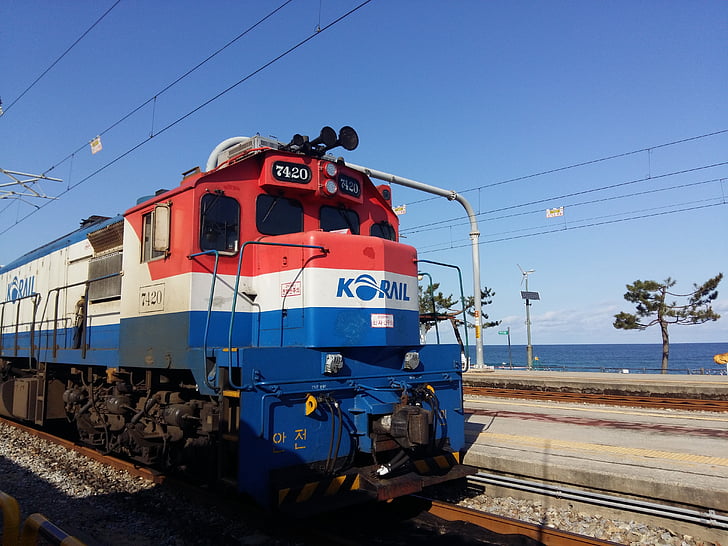 Pociąg, lokomotywa, kolejowe, transportu, korea Południowa, Jung dong-jin, odjazdu