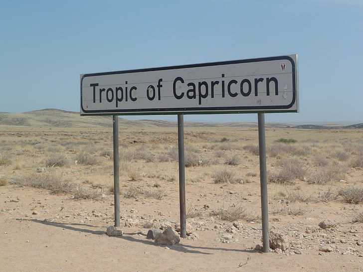 desert, namibia, landscape, travel, sign, tropic of capricorn