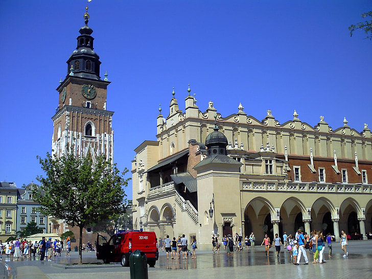 Polen, Kraków, de oude stad, de markt, monument, kerk, toren
