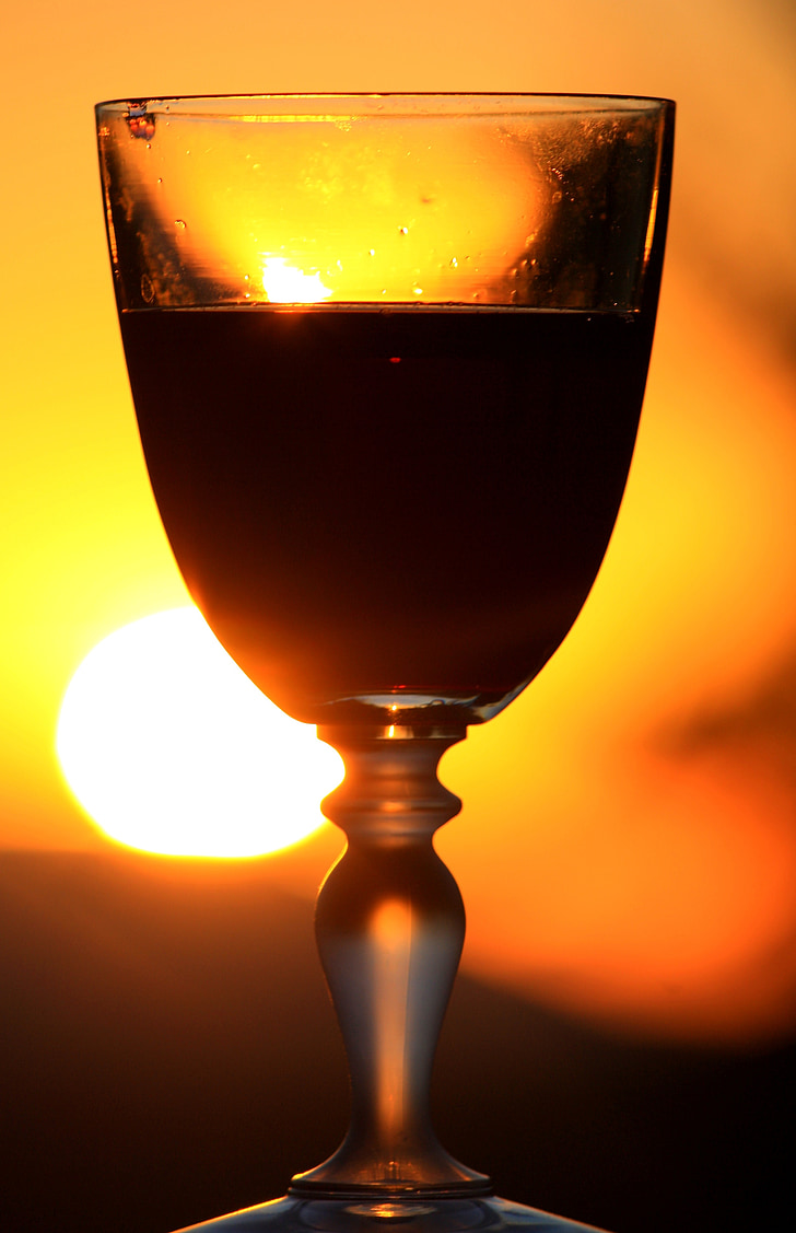 ไวน์แดง, แก้ว, ไวน์, เครื่องดื่ม, เครื่องดื่มแอลกอฮอล์, พระอาทิตย์ตก, แวนเดอร์ลัสต์