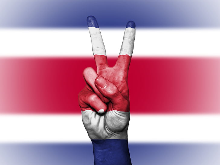 Κόστα Ρίκα, ειρήνη, χέρι, έθνος, φόντο, πανό, χρώματα