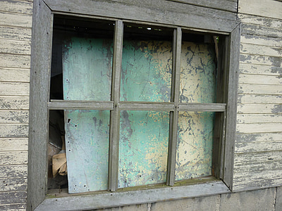 Прозорец, стар, изоставени, сграда, grungy, затворен, къща