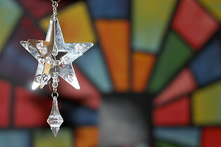 Star, Christmas, abstrakt, lyse, fargerike, ornamenter, DROPS stjerne
