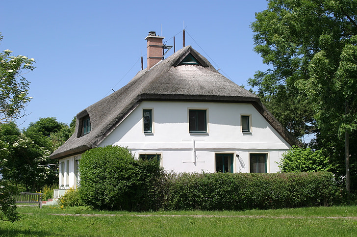 telhado de palha, Casa, Rügen, Ilha de Rügen, Mar Báltico, Colmado