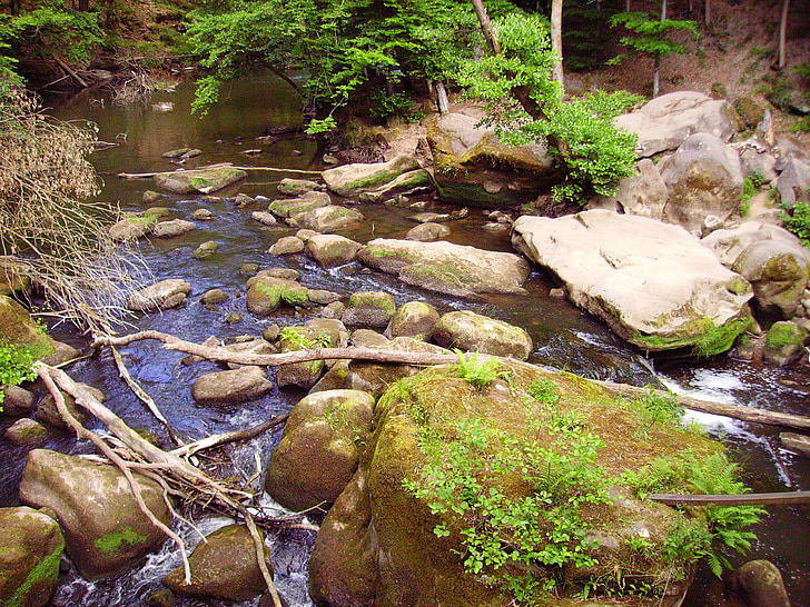 vesi, kivet, Rock, River, Luonto