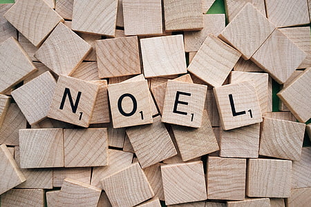 Noel, paraula, lletres, vacances, Nadal, fusta - material, gran grup d'objectes