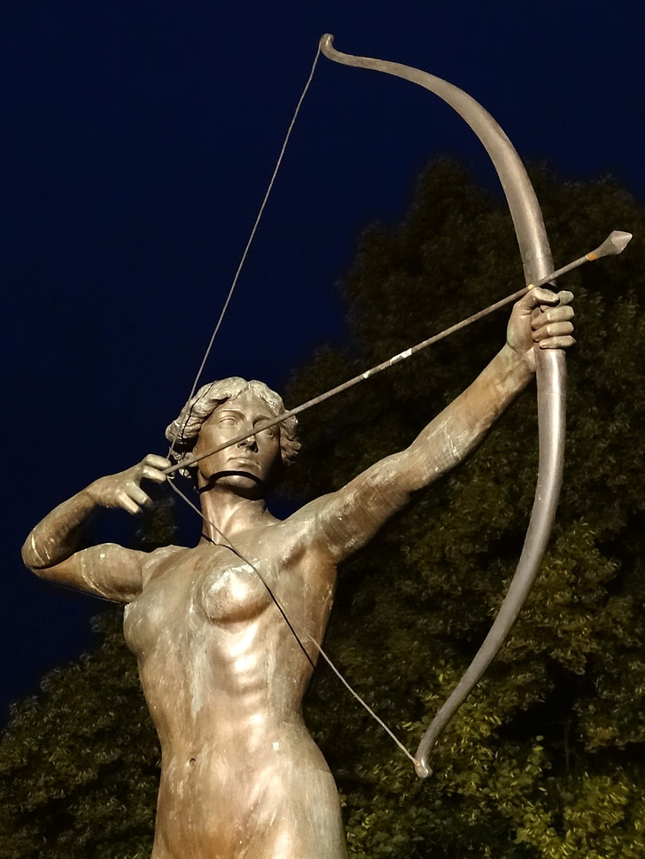 luczniczka, Bydgoszcz, Statue, skulptuur, Joonis, kunsti, Park