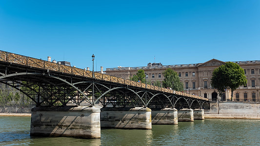 Париж, мост, Река Сена, Мост искусств, Архитектура, Туризм, путешествия